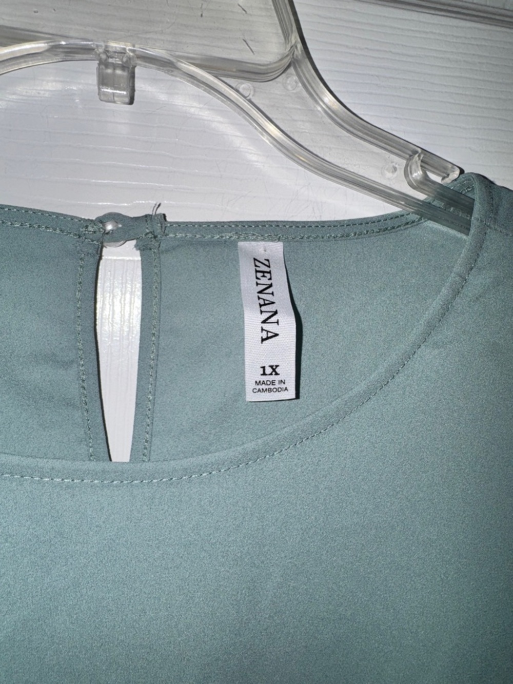 Zenana Outfitters Smocked-Hem Long Sleeve Top in Teal size 1X - Picture 4 of 7